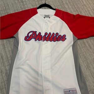 Phillies Baseball Jersey Red and White